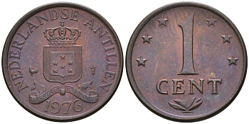 Нидерландские Антилы 1 цент 1976 Юлиана (1948-1980) KM 8 бронза 4585-947