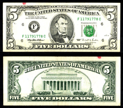 США 5 долларов 1995 Pick 498 бумага 2119-34-1-1