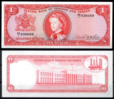 Тринидад и Тобаго 1 доллар 1966 L. 1964 Pick 26 b (2) бумага UNC (пресс) 451-1088-3