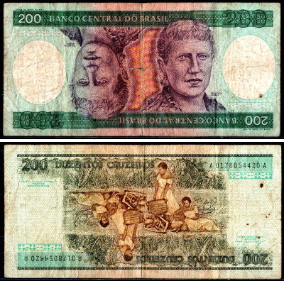 Бразилия 200 крузадо ND (1981-1984) Pick 199a бумага 3295-119-1-1