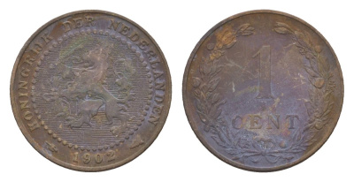 Нидерланды 1 цент 1902 Вильгельмина (1890-1948) KM 132 бронза 73-137