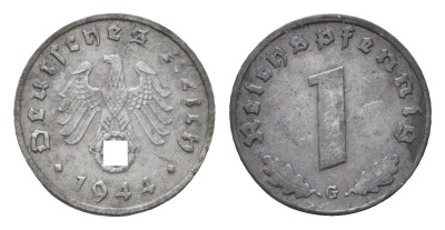 Германия 1 рейхспфенниг 1944 G KM 97, J. 369 цинк 4630-1056