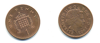 Великобритания 1 пенни 2003 Елизавета II (1952-2022) KM 986, Spink 4710 (B5) сталь плакированная медью 177-557