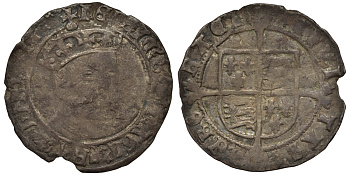Англия 1 гроут (4 пенса) ND (1544-1547) Генрих VIII (1509-1547), Seaby 2369 серебро 00-821-55