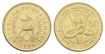 Гватемала 50 сентаво 1998 KM 283 никель латунь UNC 4666-731