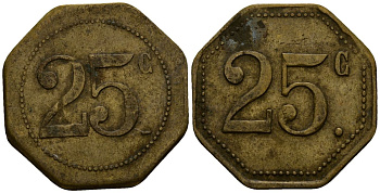 Франция 25 сантимов ND ресторанный жетон латунь 4166-344