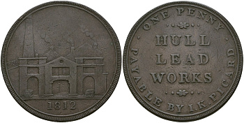 Великобритания, Йоркшир 1 пенни 1812 Withers 756a медь 1526-1114
