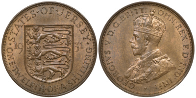 Джерси 1/12 шиллинга 1931 Георг V (1910-1936) KM 16 бронза UNC 650-322