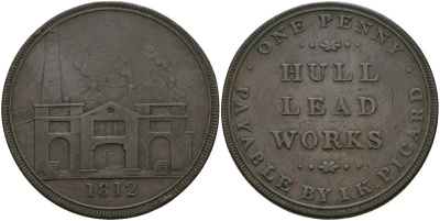 Великобритания, Йоркшир 1 пенни 1812 Withers 756a медь 1526-1114