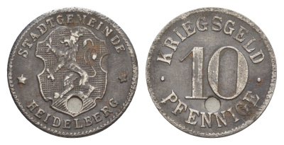 Гейдельберг 10 пфеннигов ND (1918-1919) Funck 203.1, Men18 14006.2 железо 4636-1116