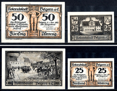 Бельгерн (Пруссия, Саксония) полный набор из 2 нотгельдов (25 и 50 пфеннигов) 1921 Mehl Grabowski 70.1 бумага UNC (пресс) 7556-48-1-2