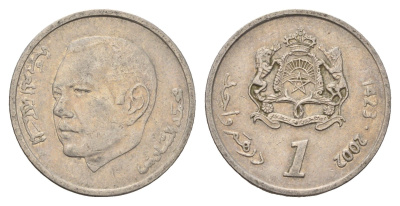 Марокко 1 дирхам 2002 Y 117 медно-никель 4703-231