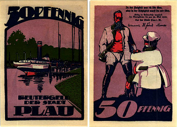 ПЛАУ-АМ-ЗЕЕ 50 ПФЕННИГОВ 1922 НОТГЕЛЬД, 31 МАЯ 1922, ЗЕМЛЯ МЕКЛЕНБУРГ ПЕРЕДНЯЯ ПОМЕРАНИЯ Grabowski 1061.2 бумага 6318-33-2-1