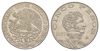 Мексика 5 песо 1977 Mo KM 472 медно-никель 4634-225