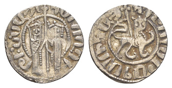 Киликийская Армения трам 1226-1271 Хетум I и царица Забель, держат крест/лев с патриаршим крестом  серебро    1516-724