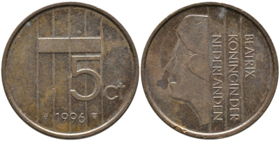 Нидерланды 5 центов 1996 Беатрикс (1980-2013) KM 202 бронза 4609-363