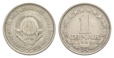 Югославия 1 динар 1965 KM 47 медно-никель aUNC 218-1133