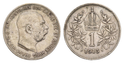 Австрия 1 крона 1915 Франц Иосиф I (1848-1916) KM 2820 серебро 4654-956