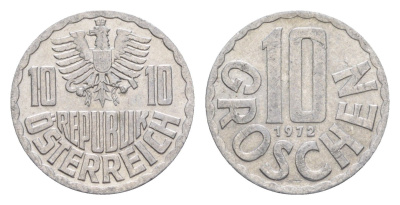 Австрия 10 грошей 1972 KM 2878 алюминий aUNC 4147-222