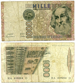 Италия 1000 лир 1982 Дворец дожеи?, Марко Поло Pick 109a 3295-5-3-2