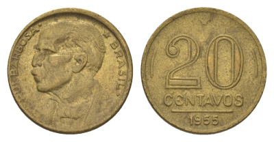 Бразилия 20 сентаво 1955 Руй Барбоза ди Оливейра KM 562 алюминиевая бронза 4625-954