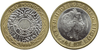 Великобритания 2 фунта 1998 Елизавета II (1952-2022) KM 994, Spink 4570 (K9) (K9) биметалл 41-522