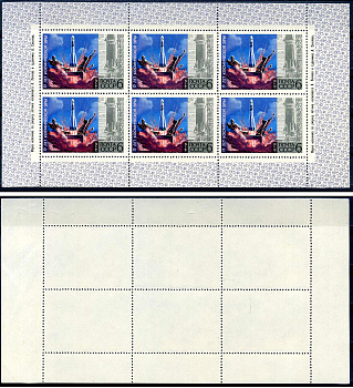 СССР блок, 6 марок с номиналом 6 копеек 1972 Михель 4043KB 8705-40-1-1