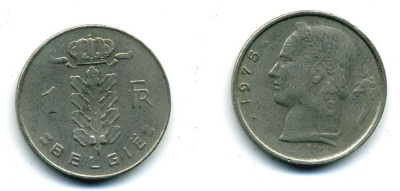 Бельгия 1 франк 1975 Belgie, Бодуэн I (1951-1993) KM 143.1 медно-никель 25-1343