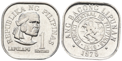 Филиппины 1 сентимо 1978 вождь острова Мактан Лапу-Лапу KM 205 алюминий  UNC  220-1118
