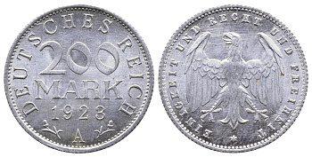 ГЕРМАНИЯ 200 МАРОК 1923 A KM 35, J. 304 алюминий 4380-426