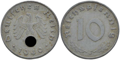 Германия 10 рейхспфеннигов 1940 J KM 101, J. 371 цинк 4401-857