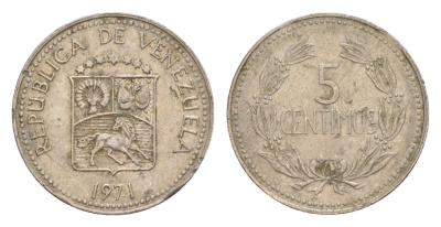 Венесуэла 5 сентимо 1971 Y 38.3 медно-никель 4649-847