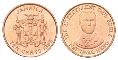 Ямайка 10 центов 1995 KM 146.2 сталь плакированная медью UNC 4617-858