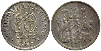 Тринидад и Тобаго 10 центов 1966 герб KM 3 медно-никель 4396-822