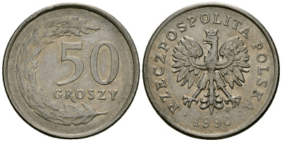 Польша 50 грошей 1990 Y 281 медно-никель 4136-819