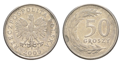 Польша 50 грошей 2009 Y 281 медно-никель 4626-354
