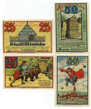 РИНТЕЛЬН 25 И 50 ПФЕННИГОВ 1920 АВГУСТ 1920 - СЕНТЯБРЬ 1921, НОТГЕЛЬД, Грабовски 1125.1а бумага UNC (ПРЕСС) 70-3212