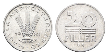 Венгрия 20 филлеров 1982 BP KM 573 алюминий 4665-1167