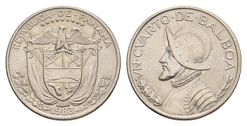 Панама 1/4 бальбоа (25 сентесимо) 1983 KM 11.2a медь плакированная медно-никелем 4642-653