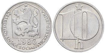 Чехословакия 10 геллеров 1986 KM 80 алюминий aUNC 4115-769