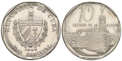 Куба 10 сентаво 1999 KM 576.2, JMA MC20, Schoen 714 сталь плакированная никелем 4114-615