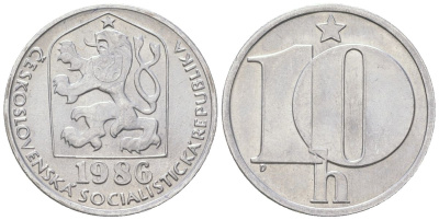 Чехословакия 10 геллеров 1986 KM 80 алюминий aUNC 4115-769
