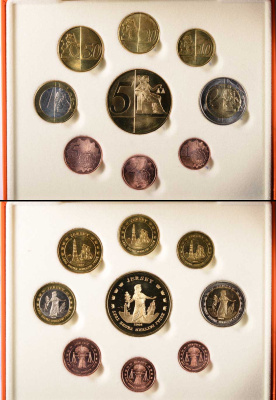 Джерси евронабор из 9 монет (с 5 евро) 2004 пробники, PROBA, в оригинальной коробке, с сертификатом    PROOF  6-5-3-47