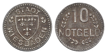 Висбаден 10 пфеннигов ND (1920) Funck 601.3, Men18 34117.3 железо 4528-415