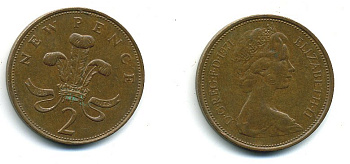 Великобритания 2 пенса 1971 Елизавета II (1952-2022) КМ 916, Spink 4235 (C1) бронза 4110-652