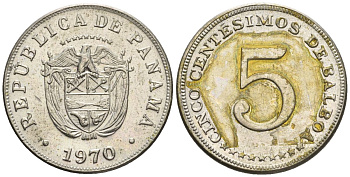 Панама 5 сентесимо 1970  KM 23.2 медно-никель    4610-322