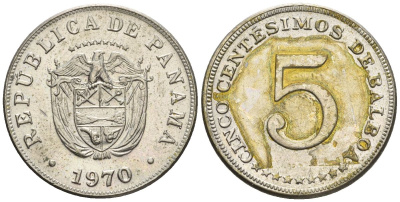 Панама 5 сентесимо 1970  KM 23.2 медно-никель    4610-322