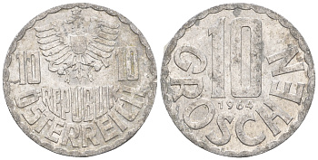 Австрия 10 грошей 1964 KM 2878 алюминий 60-815