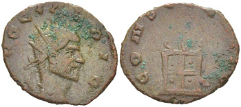 Римская Империя антониниан 270 Клавдий Готский, посмертная чеканка, DIVO CLAVDIO, бюст императора / CONSECRATIO, алтарь, Медиолан RIC 257 биллон 1073-20-56