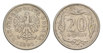 Польша 20 грошей 1991 Y 280 медно-никель 4625-1139